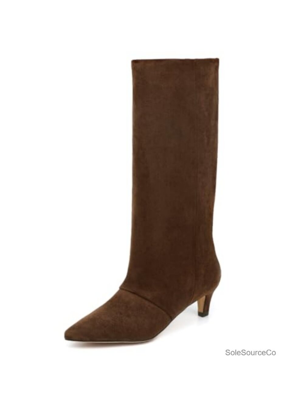 Women's Knee-High Boots Kitten Heel Faux Suede Pointed Toe Slip-On